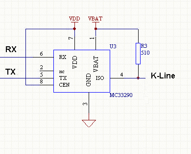 obd ii iso 9141 interface circuit